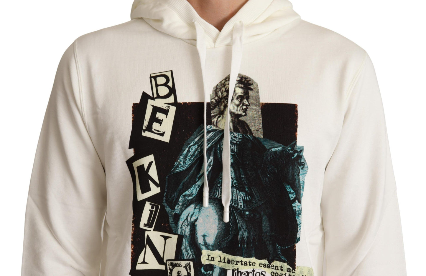Weißer King Ceasar Baumwollpullover mit Kapuze