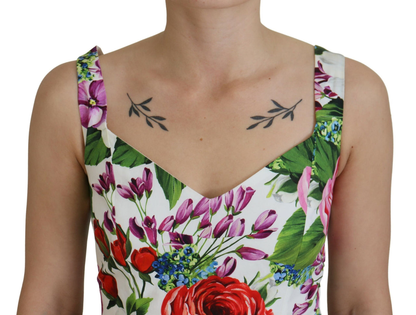 Multicolor Floral Print Baumwolle Body Suit Top