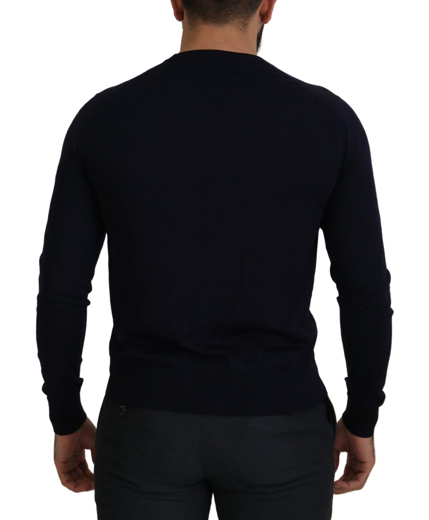 Blaue STAFF Daunen-Strickjacke aus Wolle