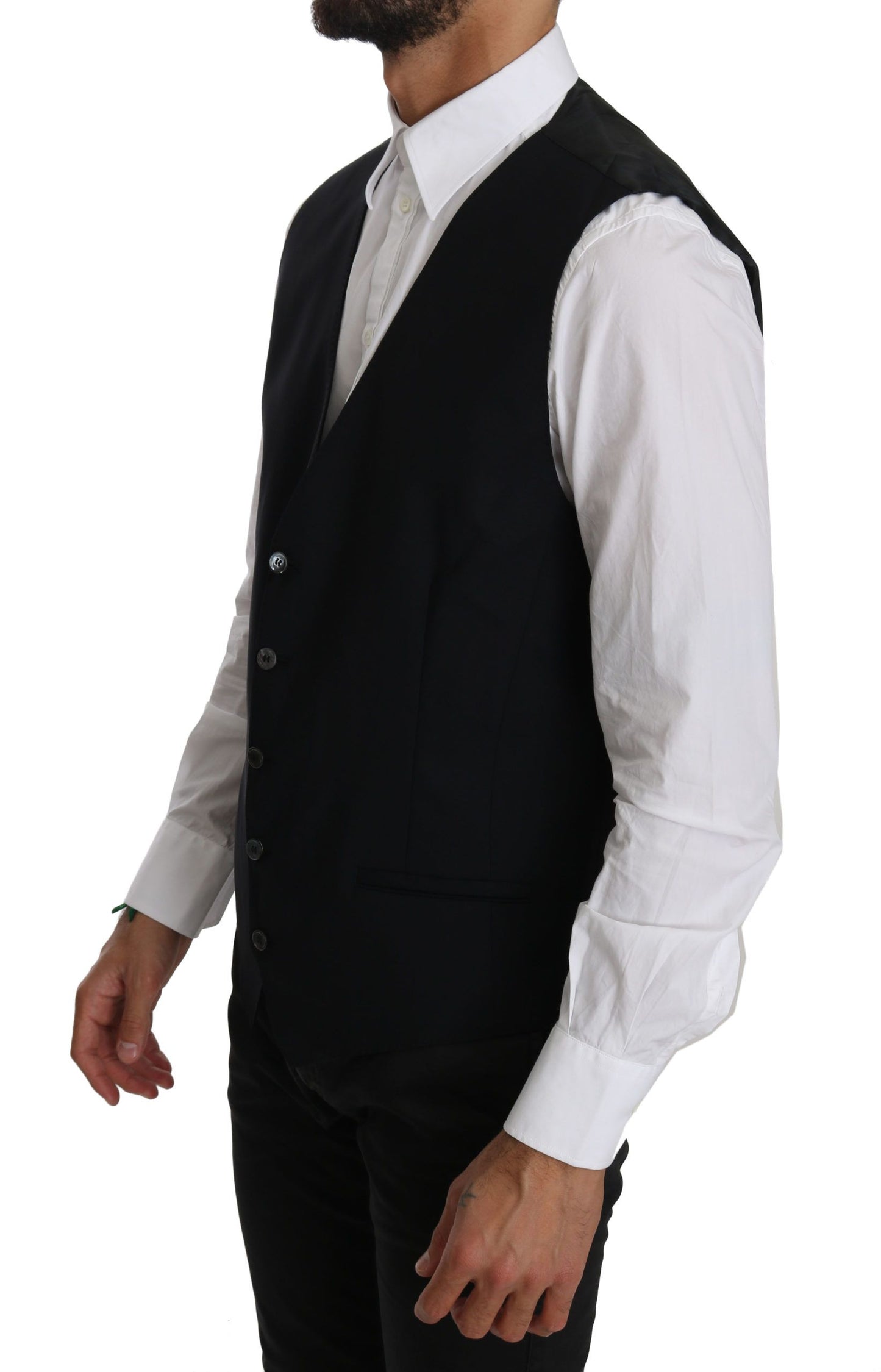 Schwarze Weste Formales Gilet Baumwollweste