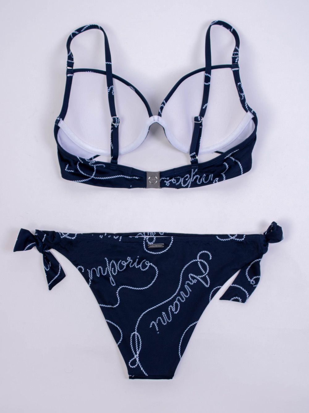 Bedruckter blauer Frottee-Dreiecks-Bikini