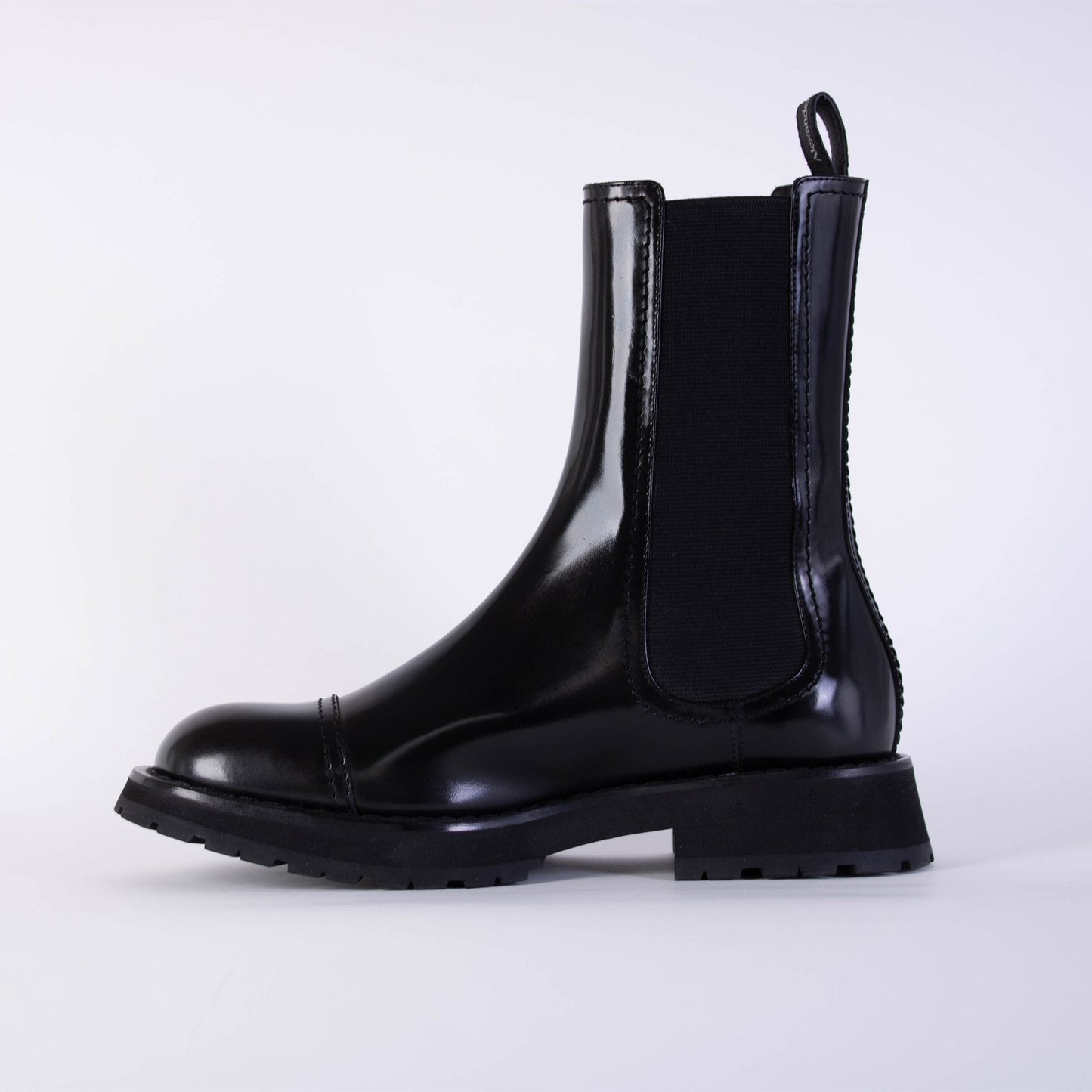 Schwarze Lederstiefeletten