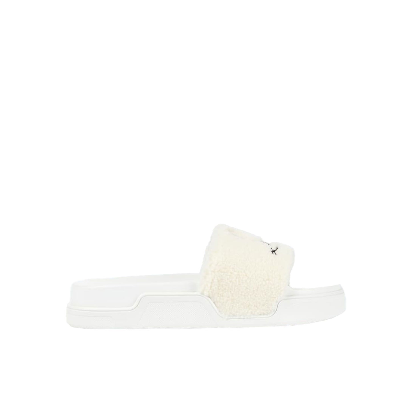 Weiße Gummi- und Stoffsandalen für den Pool