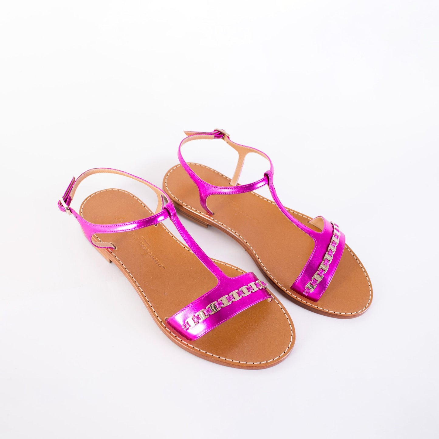 Tremiti-Sandalen aus Leder in Fuchsia