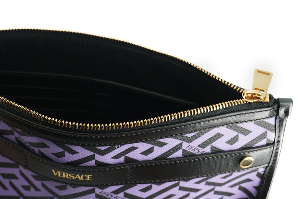 Violett Leder Greca Umhängetasche