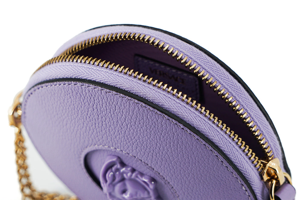 Lila Kalbsleder Mini-Halsbandtasche