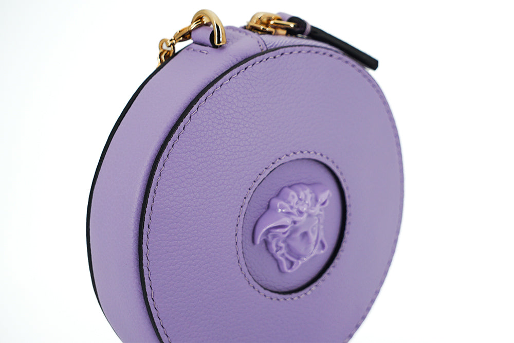Lila Kalbsleder Mini-Halsbandtasche