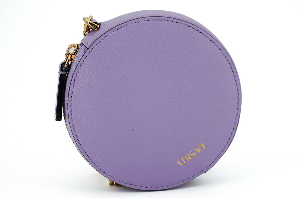 Lila Kalbsleder Mini-Halsbandtasche