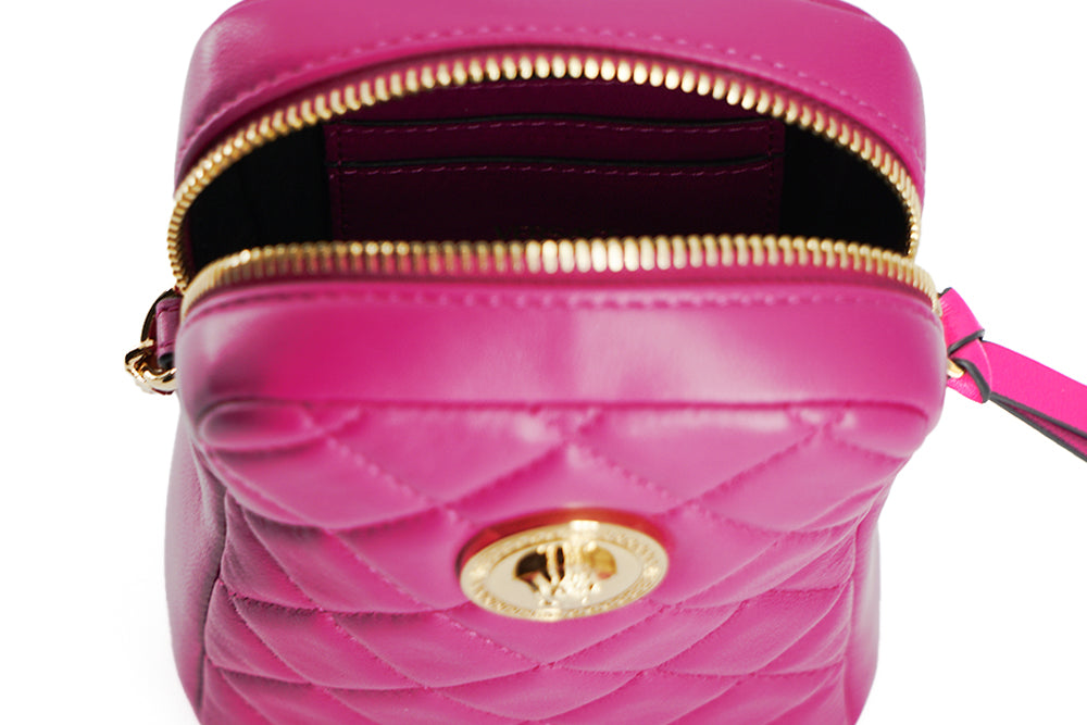 Lila gesteppte Mini-Crossbody-Tasche aus Nappaleder