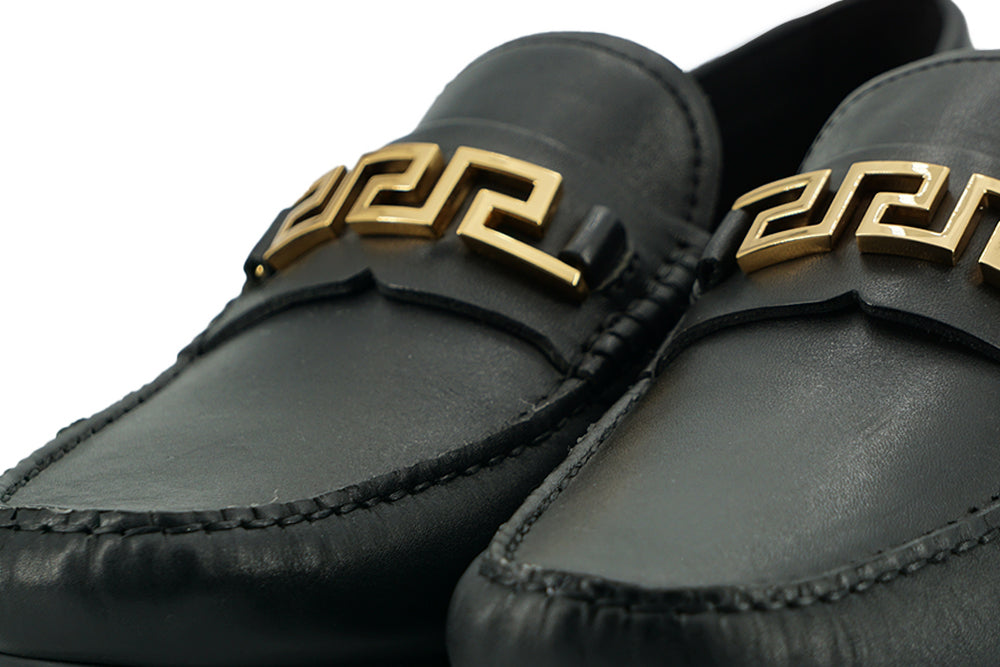 Schwarze Kalbsleder Loafers Schuhe