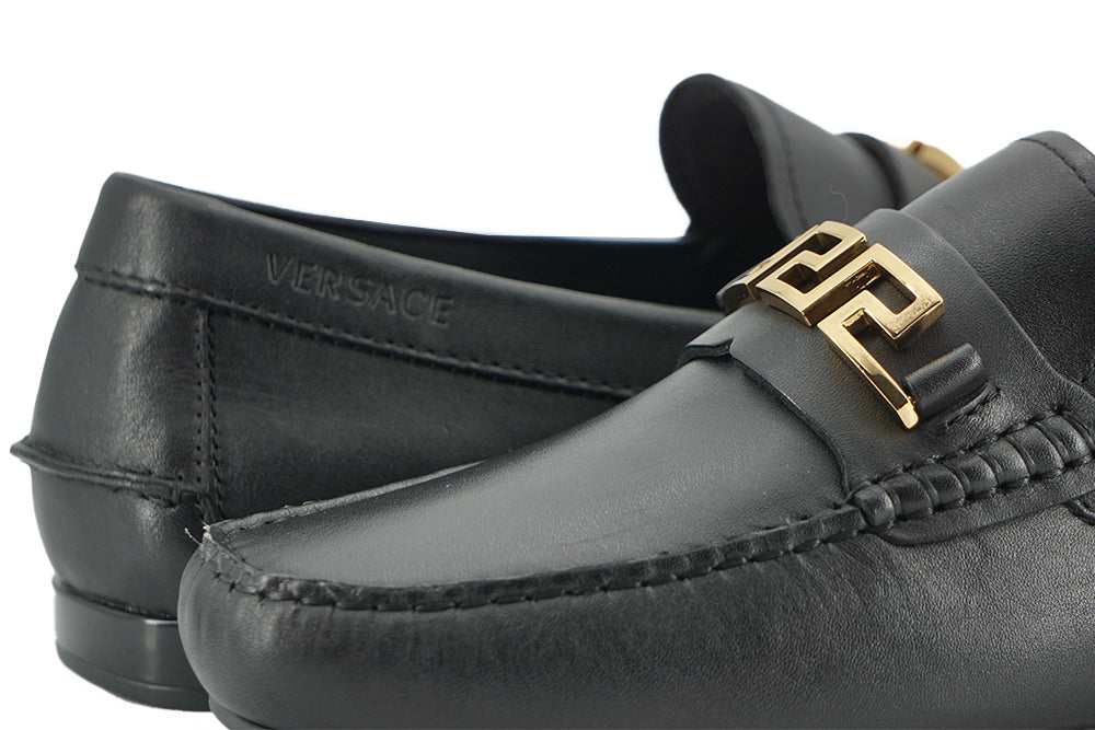 Schwarze Kalbsleder Loafers Schuhe