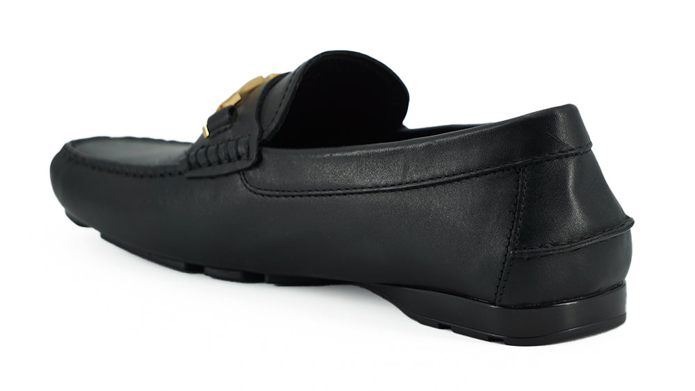 Schwarze Kalbsleder Loafers Schuhe