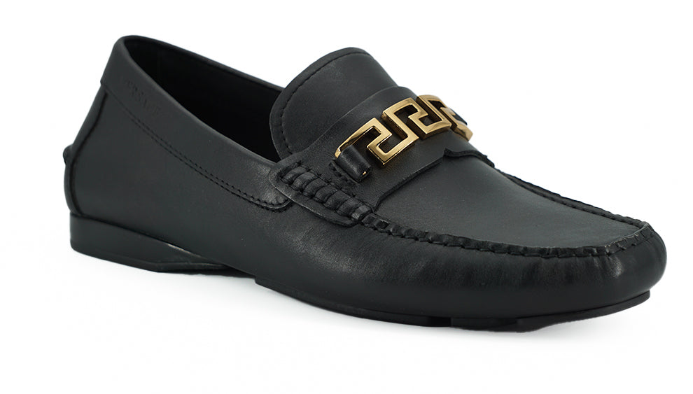 Schwarze Kalbsleder Loafers Schuhe