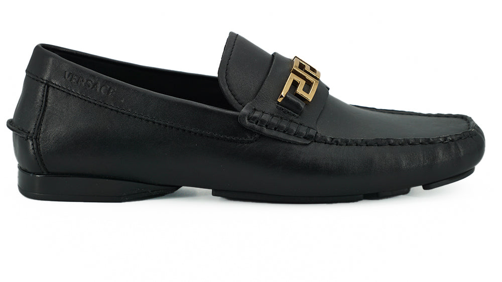 Schwarze Kalbsleder Loafers Schuhe