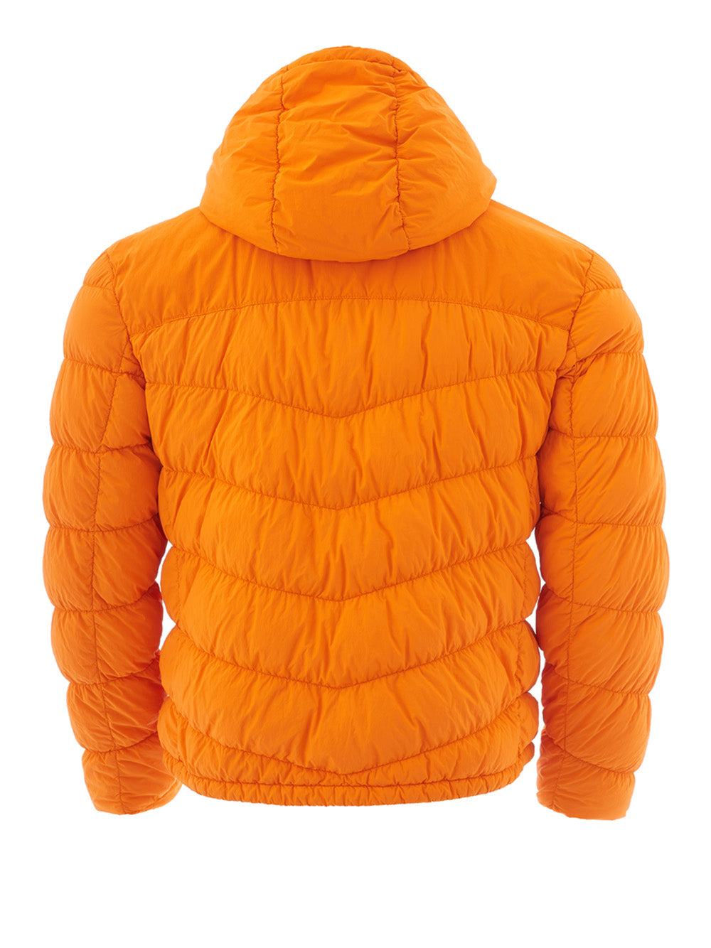 Orange gesteppte Kapuzenjacke