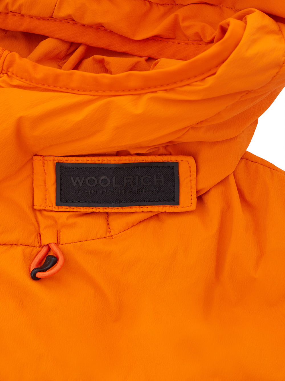 Orange gesteppte Kapuzenjacke