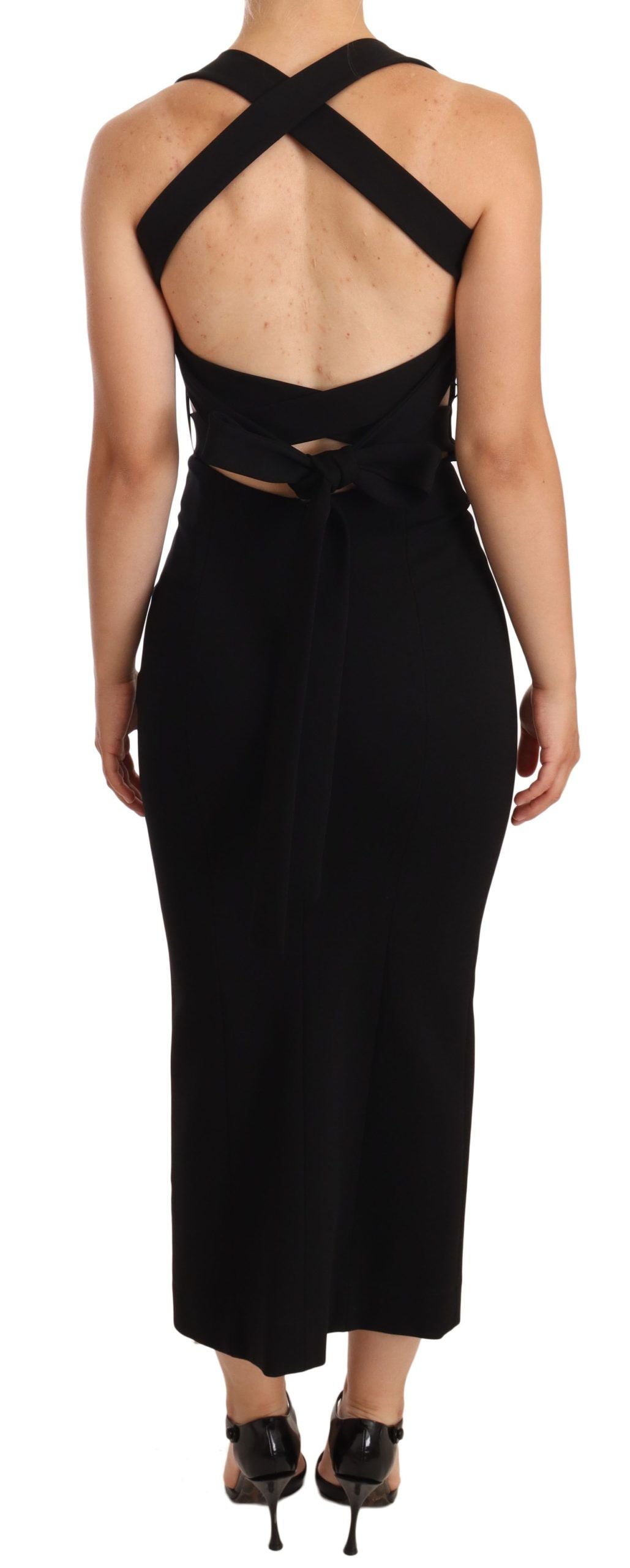 Schwarzes ärmelloses Etuikleid mit Stretch-Halter