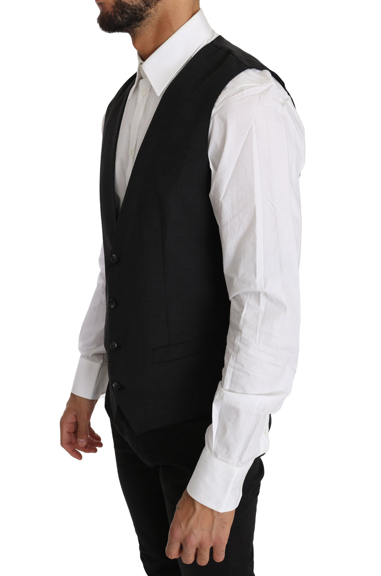 Grau Solid 100% Wolle Weste Weste
