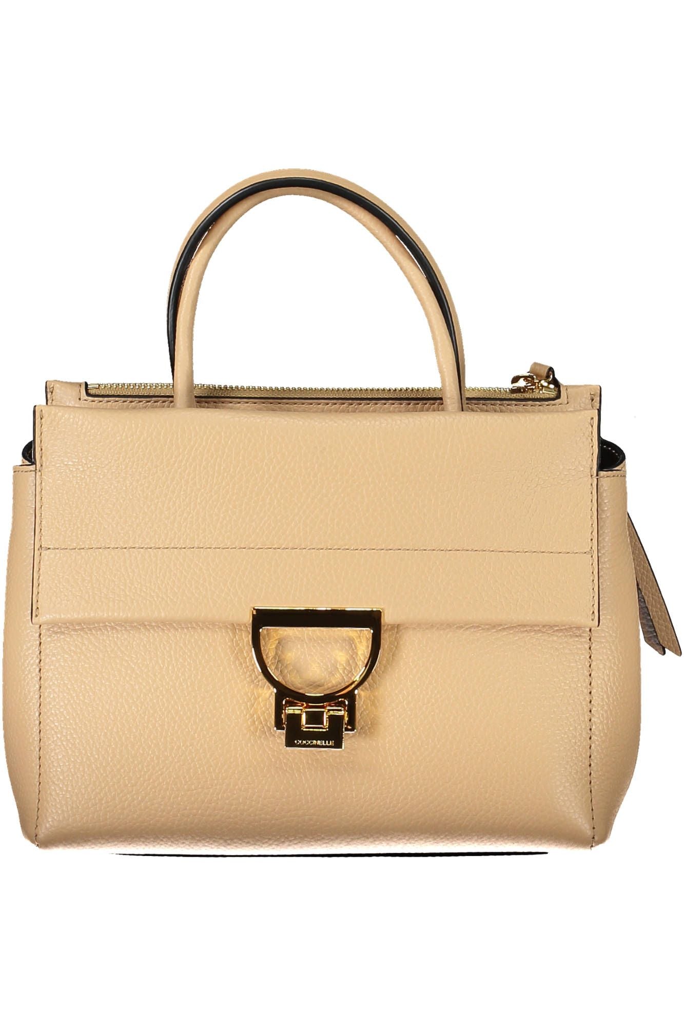Beige Lederhandtasche