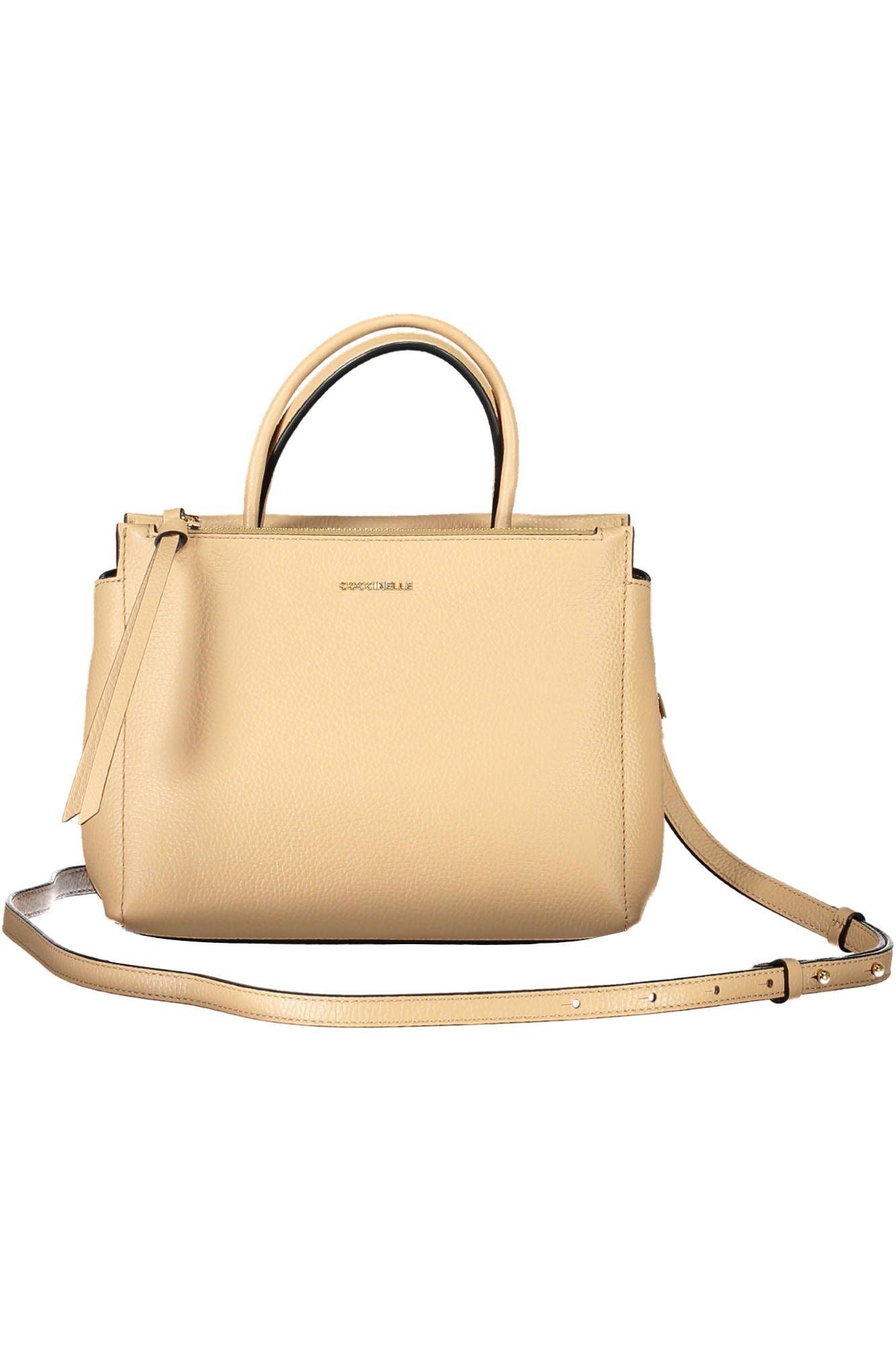 Beige Lederhandtasche