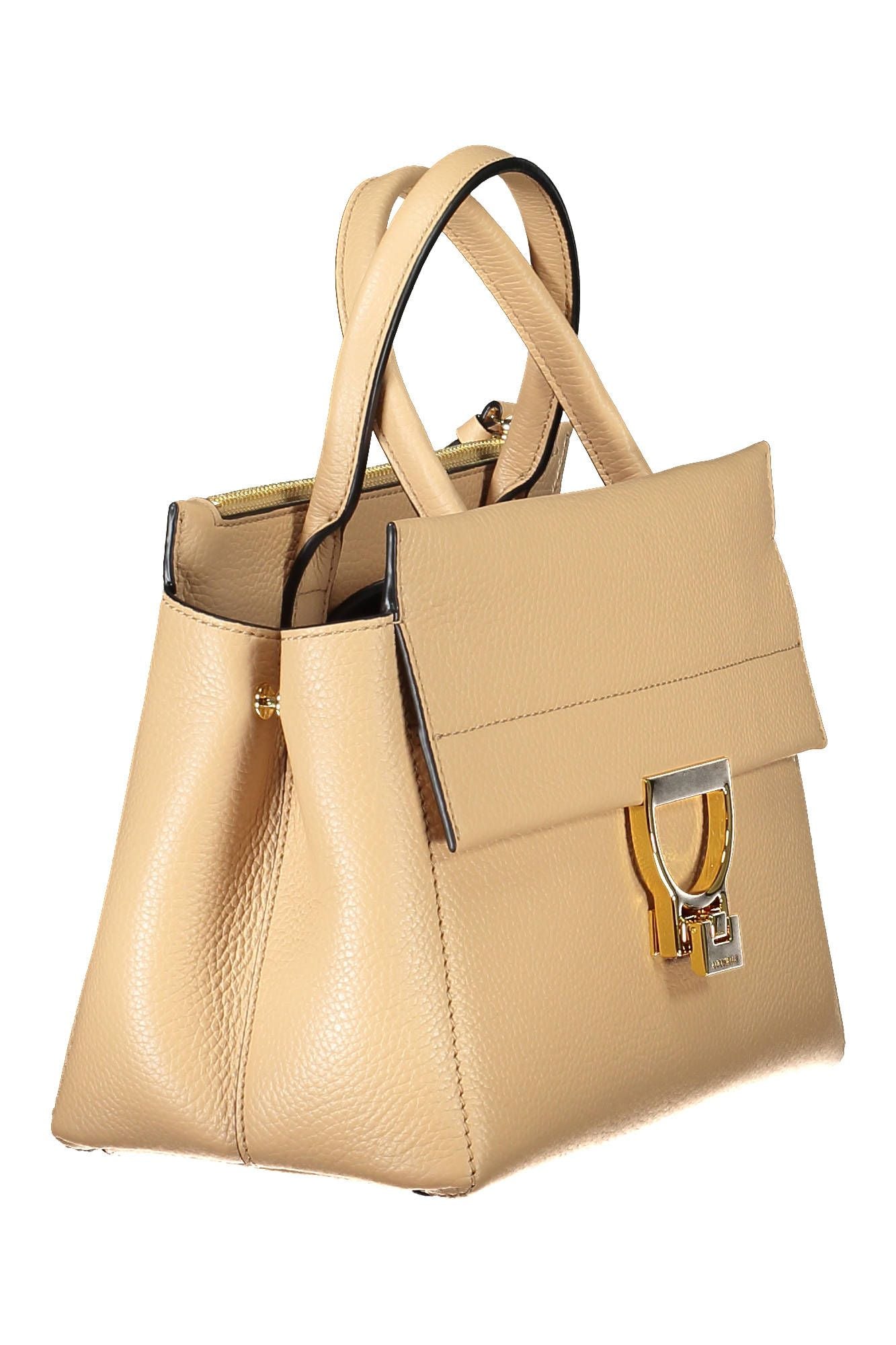 Beige Lederhandtasche