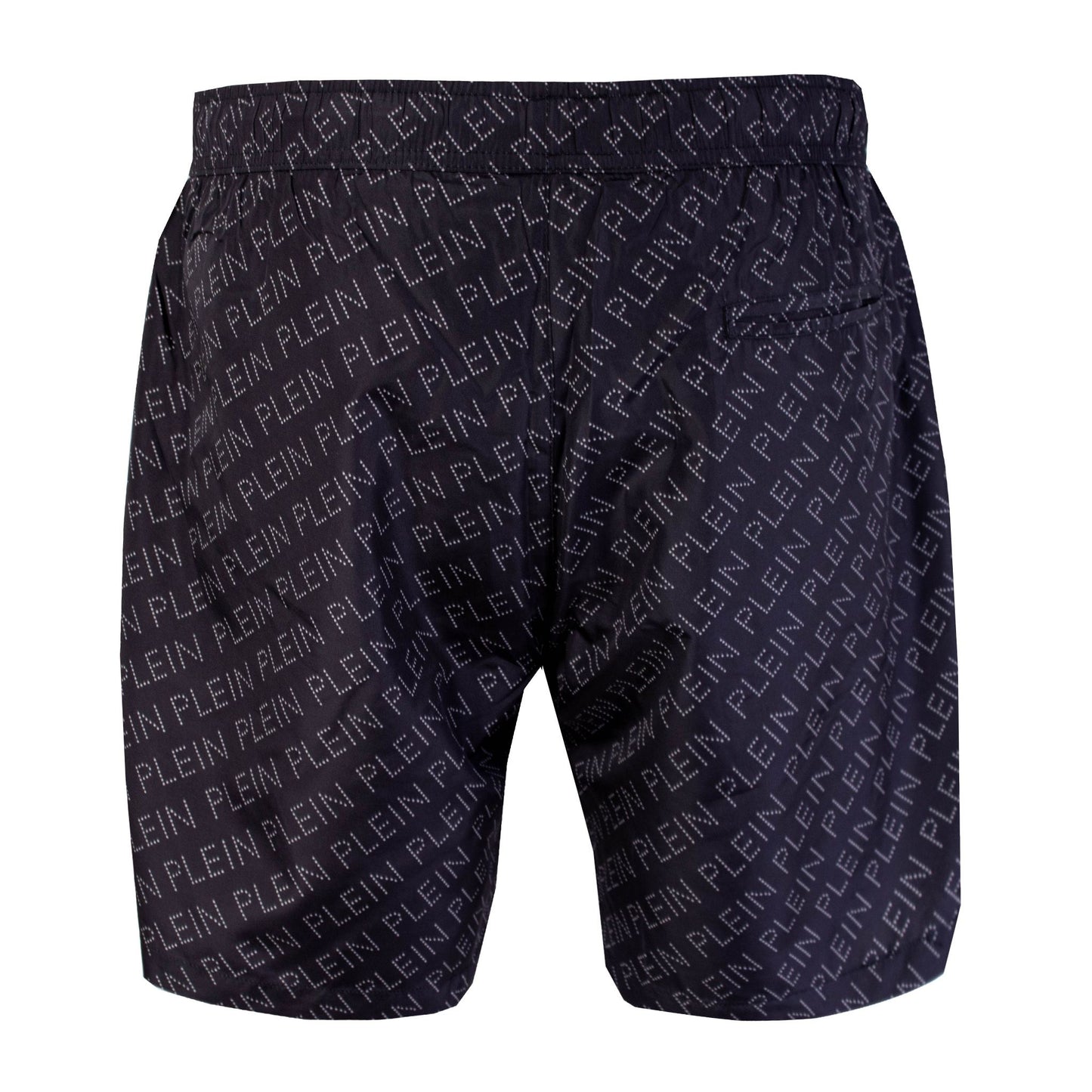 Bedruckte schwarze Boxer-Badeshorts