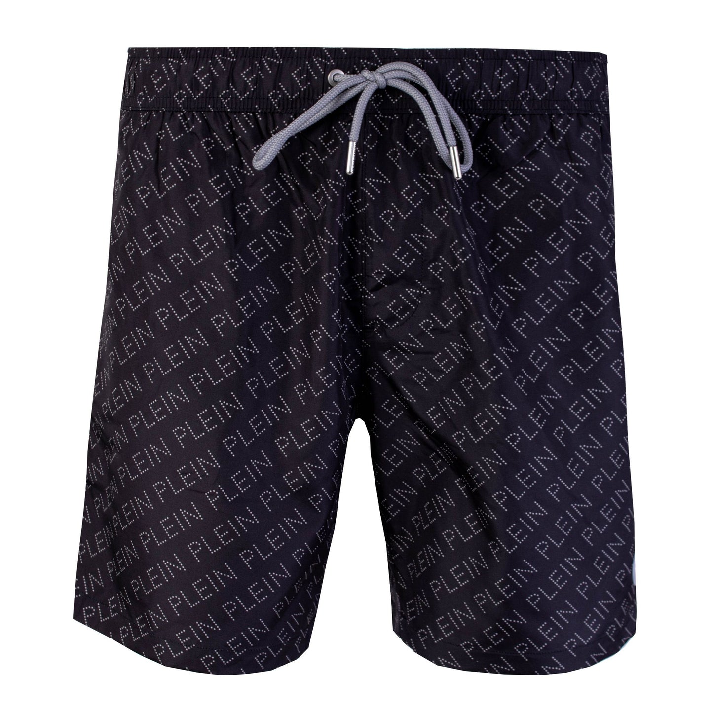 Bedruckte schwarze Boxer-Badeshorts