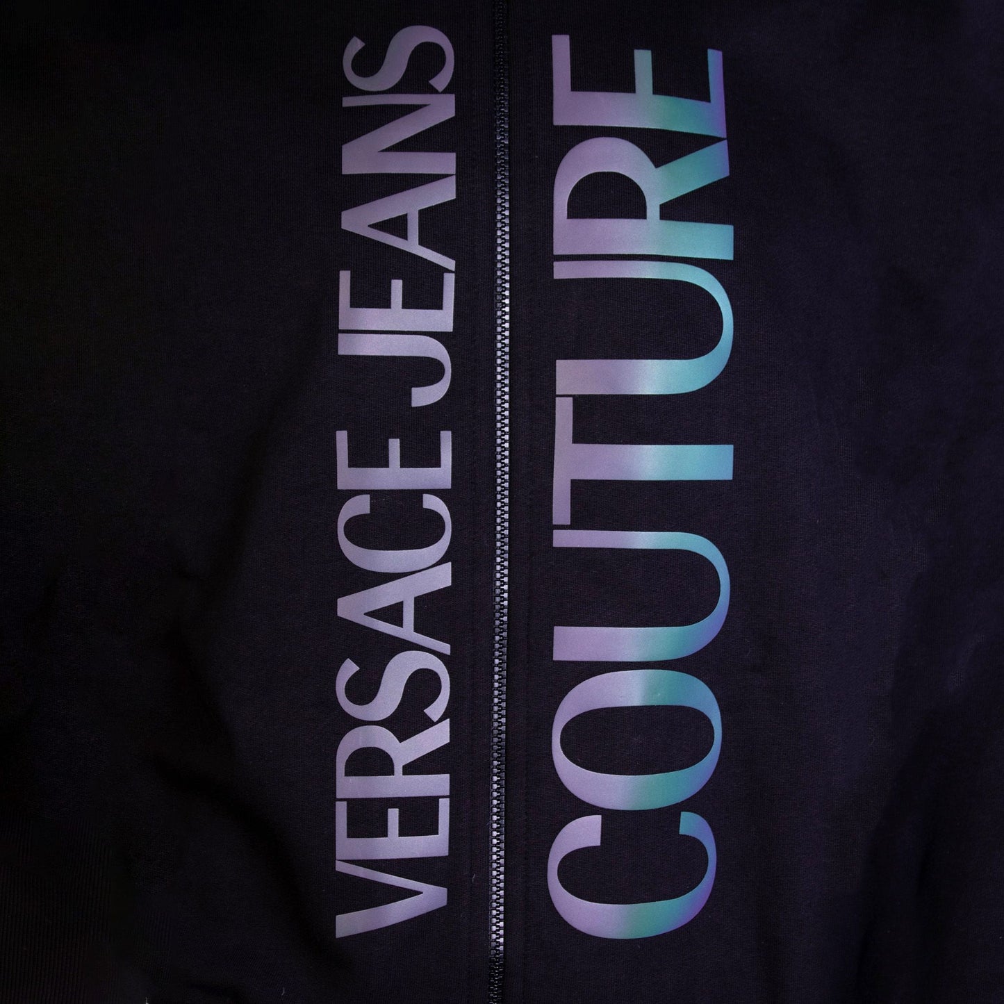 Schwarzes Baumwoll-Sweatshirt mit Reißverschluss