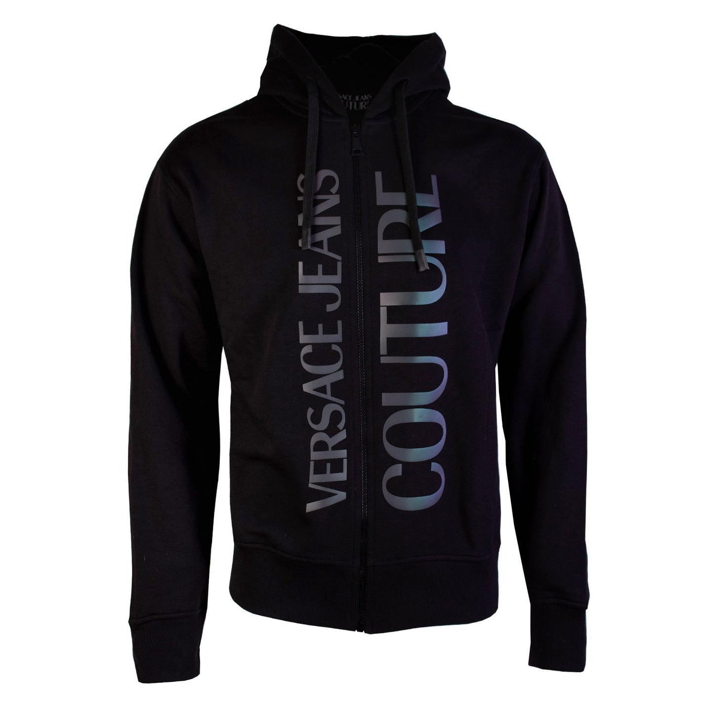 Schwarzes Baumwoll-Sweatshirt mit Reißverschluss