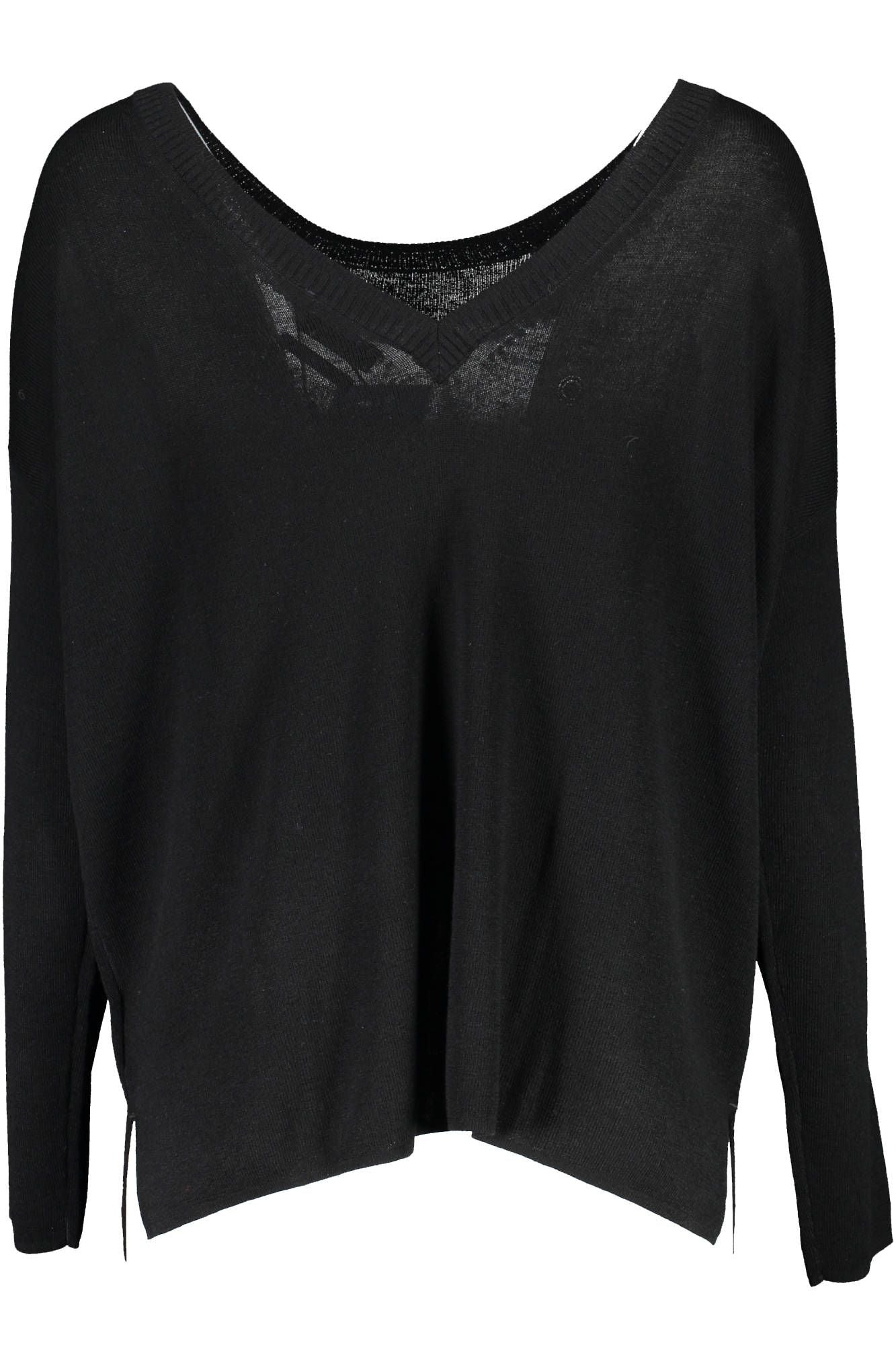Schwarzer Wollpullover