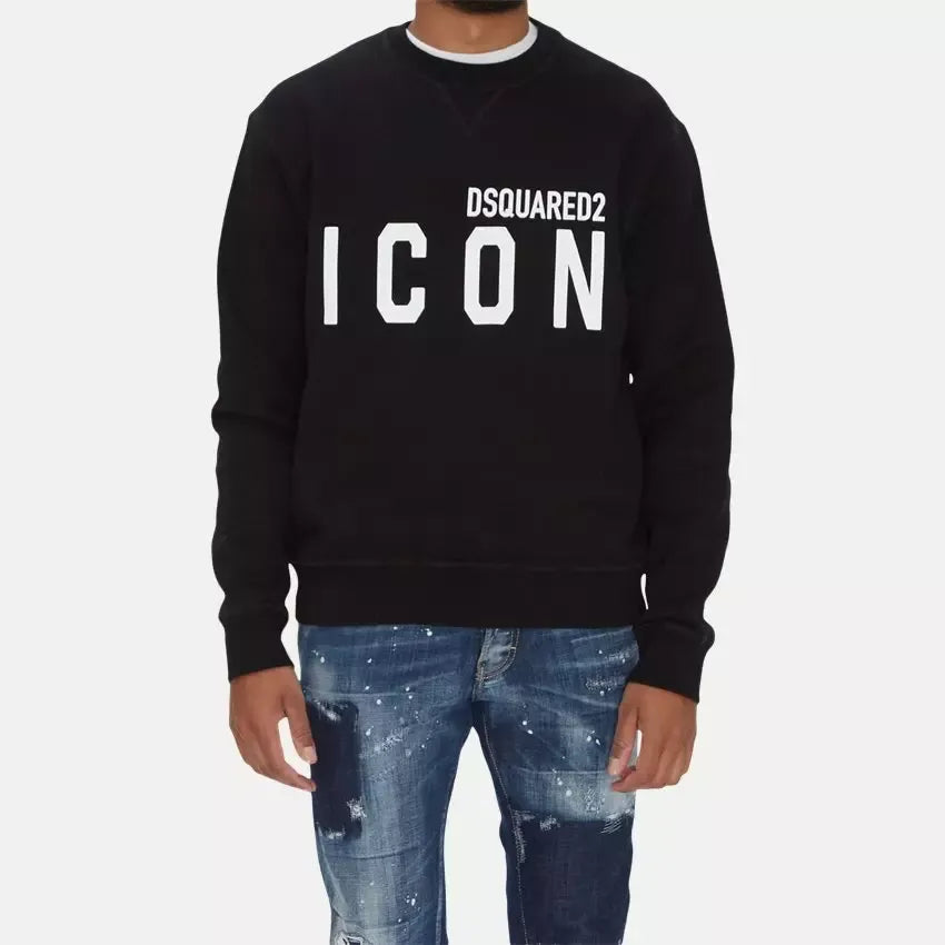 Schwarzer Baumwollpullover