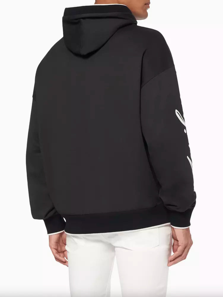 Schwarzer Baumwollpullover