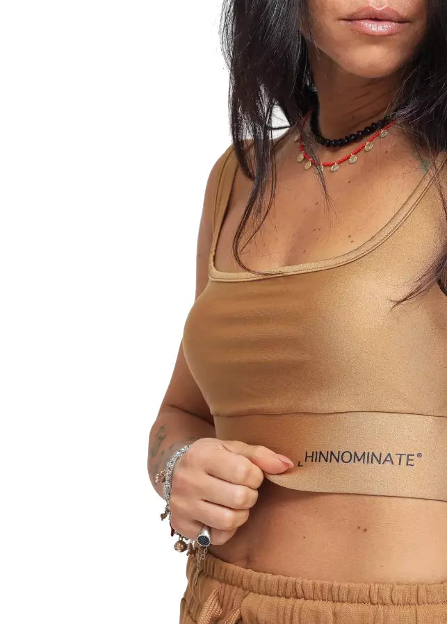 Braune Polyamid-Oberteile & T-Shirt