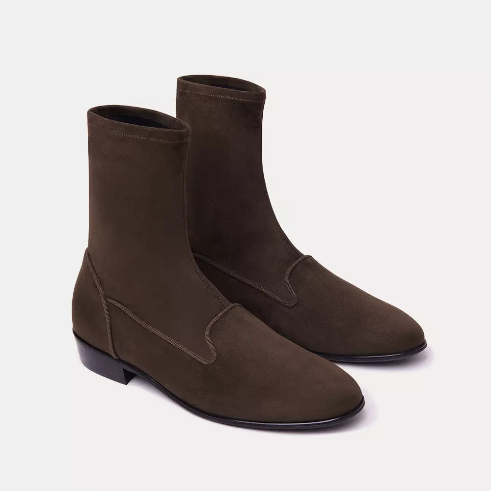 Grüne Lederstiefelette