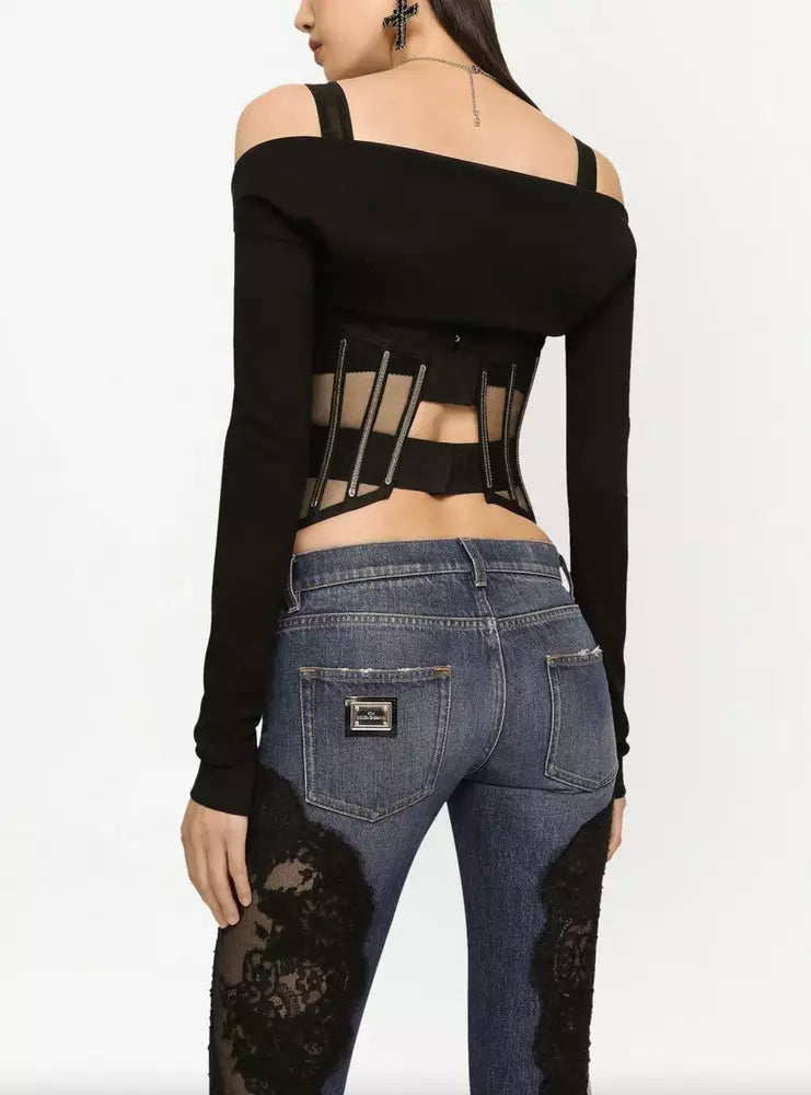 Schwarze Viskose Tops & T-Shirt