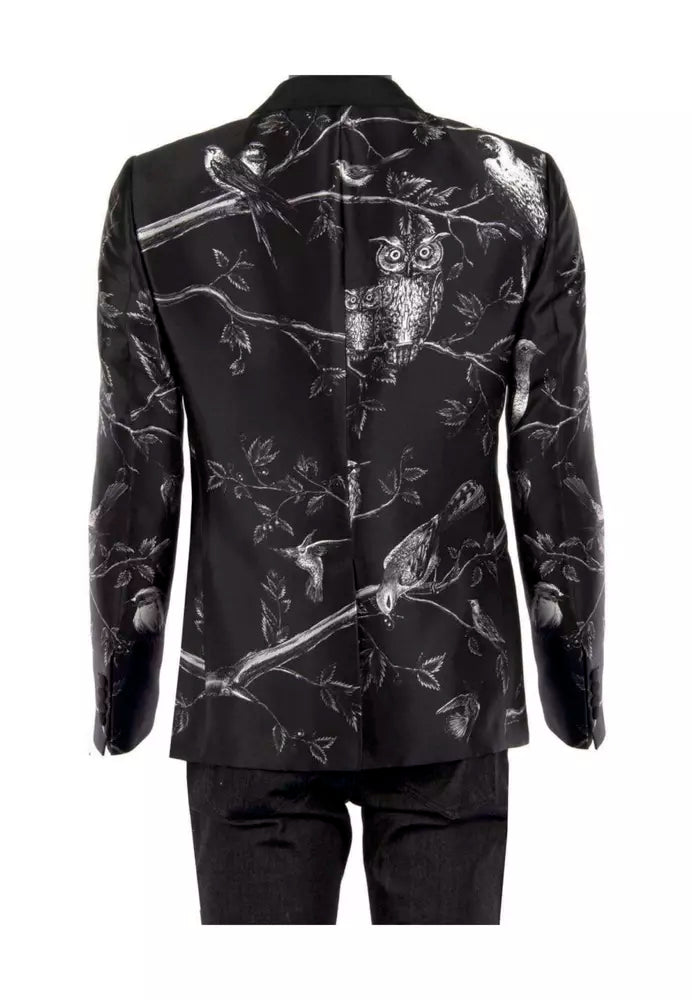 Schwarzer Seidenblazer
