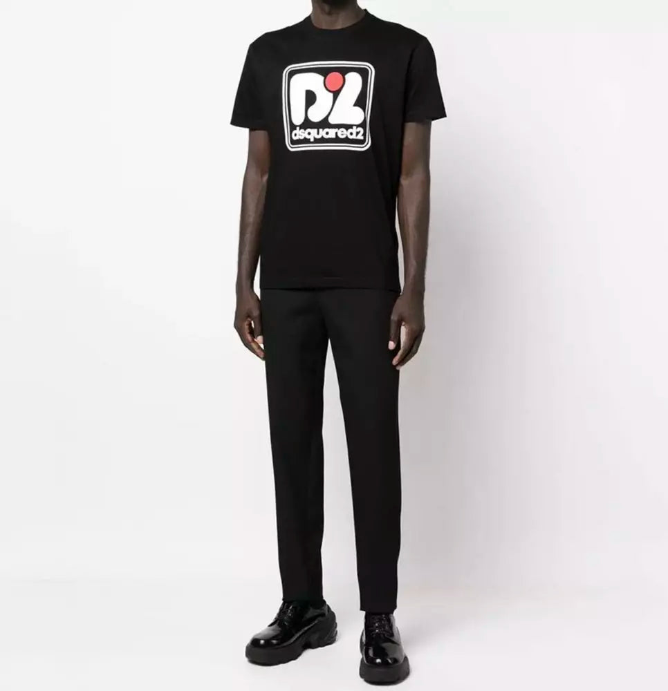 Schwarzes T-Shirt aus Baumwolle