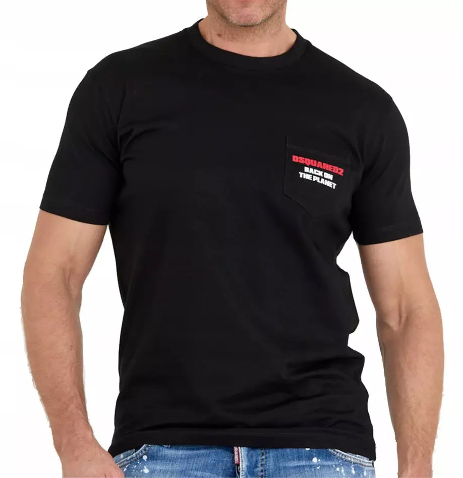 Schwarzes T-Shirt aus Baumwolle