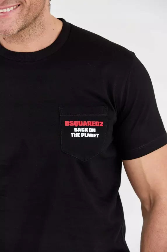 Schwarzes T-Shirt aus Baumwolle
