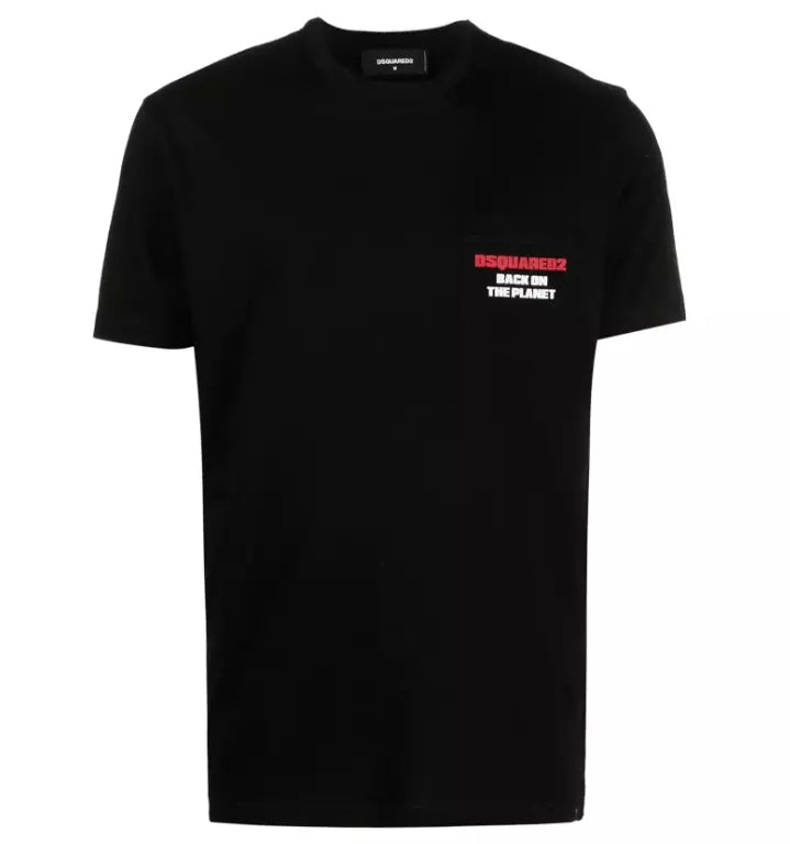 Schwarzes T-Shirt aus Baumwolle