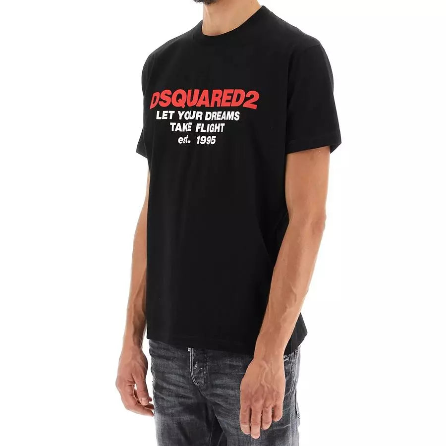 Schwarzes T-Shirt aus Baumwolle