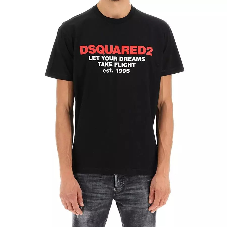 Schwarzes T-Shirt aus Baumwolle