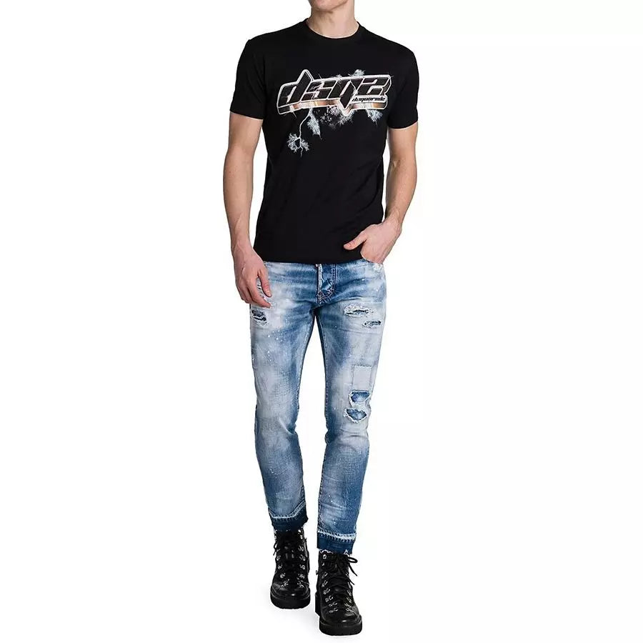 Schwarzes T-Shirt aus Baumwolle