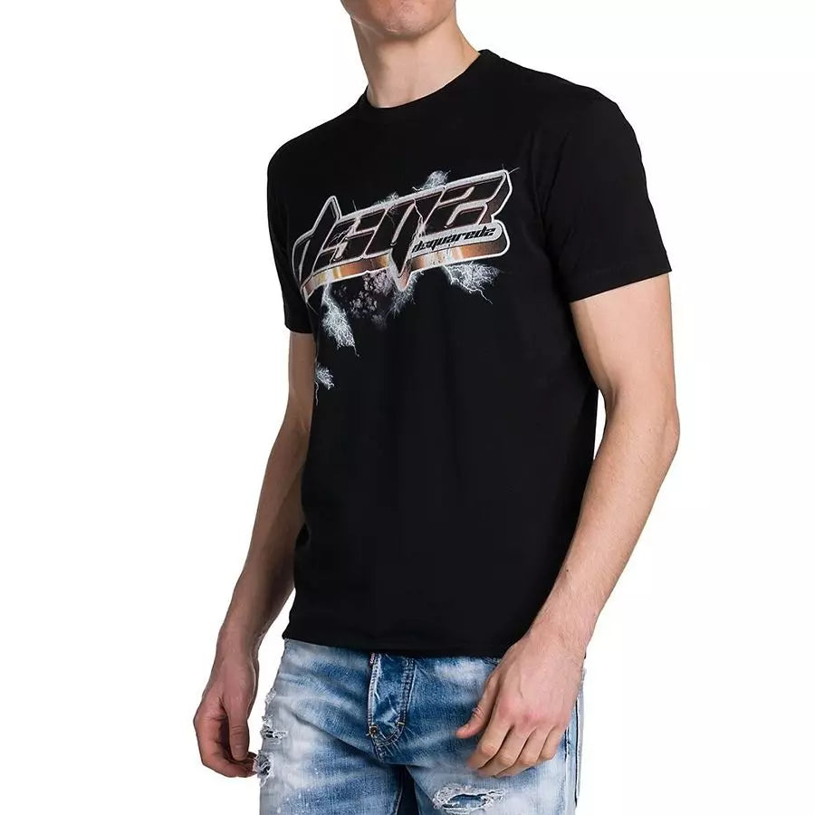 Schwarzes T-Shirt aus Baumwolle