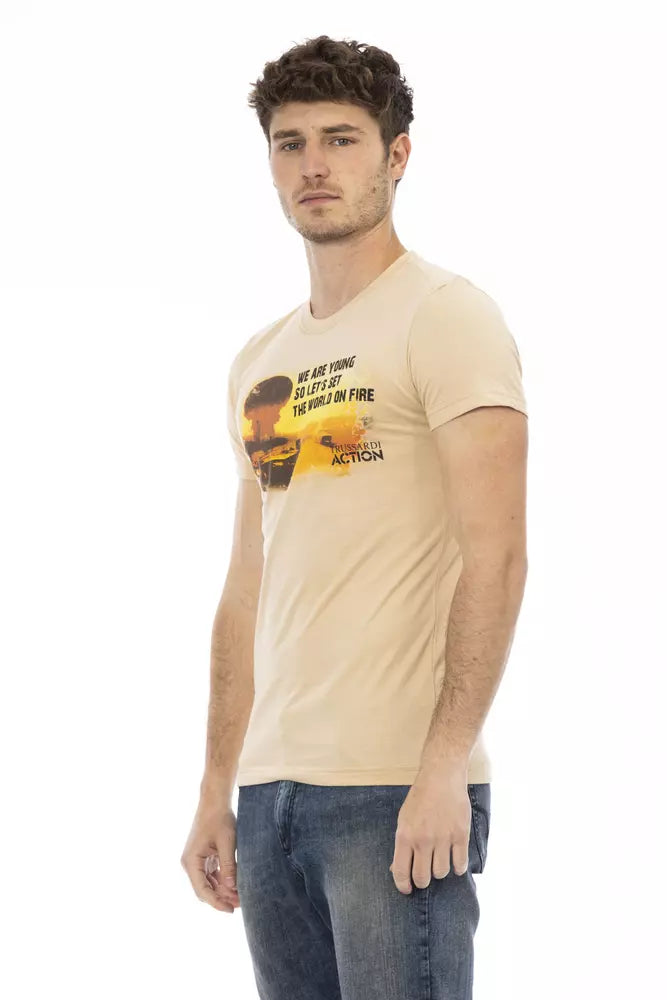 T-Shirt aus beiger Baumwolle