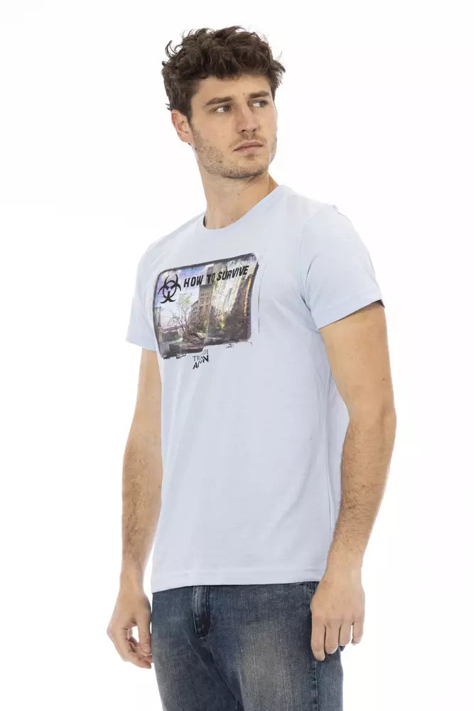 Hellblaues T-Shirt aus Baumwolle