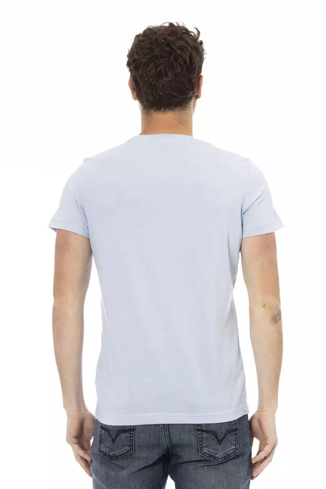 Hellblaues T-Shirt aus Baumwolle