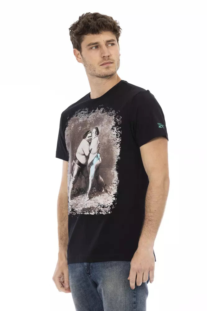 Schwarzes T-Shirt aus Baumwolle
