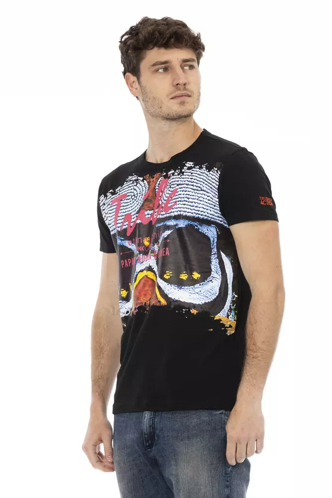 Schwarzes T-Shirt aus Baumwolle