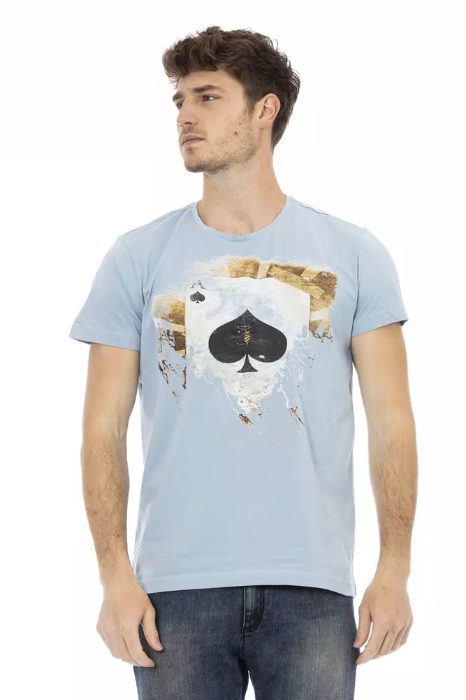 Hellblaues T-Shirt aus Baumwolle